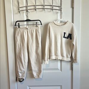 Zara Kids Cream Joggers and Sweatshirt Set